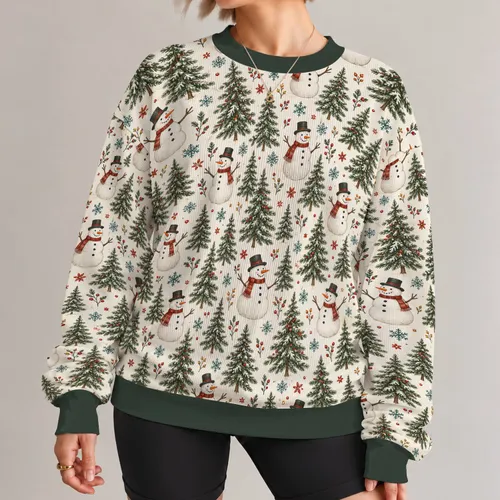 Whimsical Snowmen And Evergreen Trees For A Cozy Christmas Season All-over Print Knitted Sweater