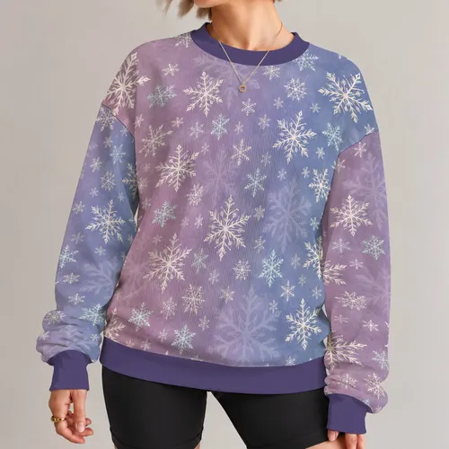 Pastel Snowflake Motifs for Cozy Holiday Celebrations and Relaxed Winter Days Out All-over Print Knitted Sweater
