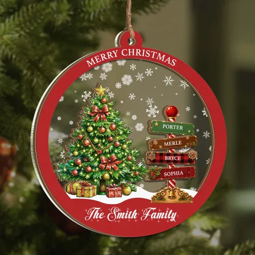 Personalized Family Name Sign Ornament – Custom North Pole Signpost Wood Acrylic Christmas Keepsake
