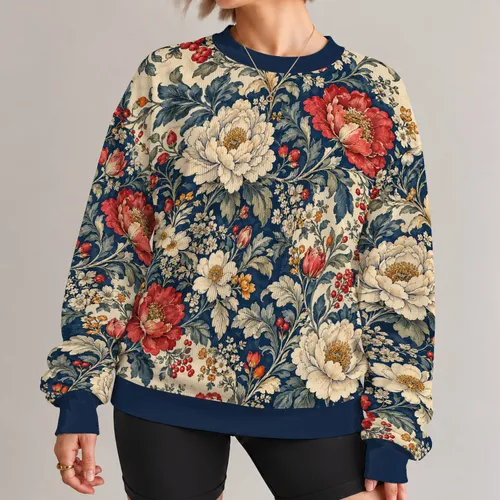 Vintage Botanical Flowers for Spring Garden Strolls and Weekend Getaways for Women All-over Print Knitted Sweater