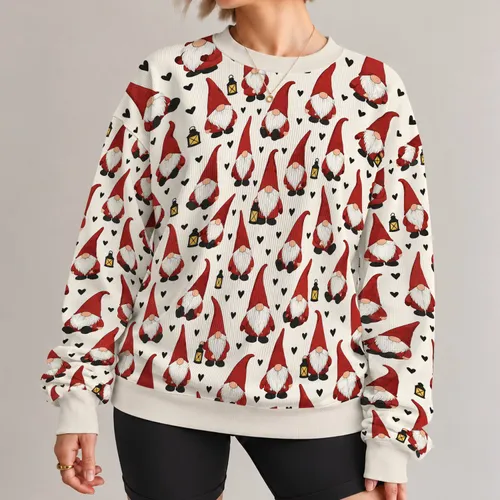 Red-Hatted Garden Gnomes for Whimsical Holiday Cheer and Cozy Seasonal Style All-over Print Knitted Sweater