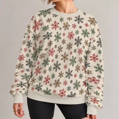 Rustic Snowflake Motifs for Cozy Christmas Gatherings and Cheerful Winter Days at Home All-over Print Knitted Sweater
