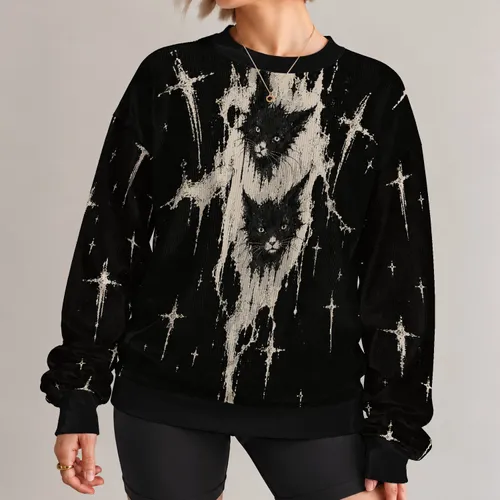 Gothic Puppy Faces And Crosses For Alternative Streetwear And Everyday Dark Style Looks All-over Print Knitted Sweater