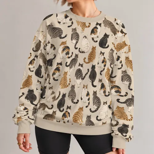 Playful Cat Silhouettes for Cozy Everyday Style and Relaxed Weekend Cat Lovers All-over Print Knitted Sweater