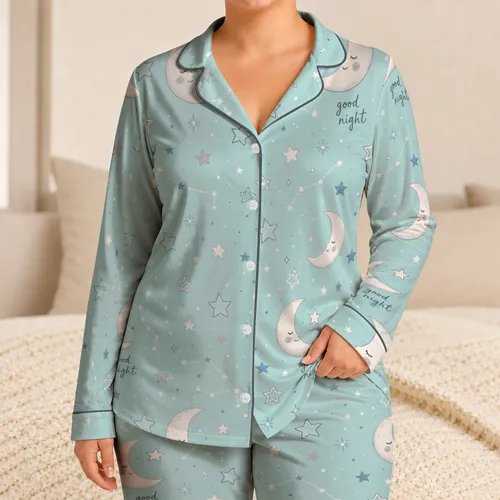 Celestial Moons And Stars For Cozy Bedtime Nights, Relaxed Evenings, Gift For Her Satin Pajamas Set