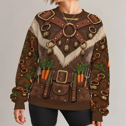 Reindeer Keeper Ranch Outfit for Rustic Christmas Celebrations and Holiday Parties All-over Print Knitted Sweater
