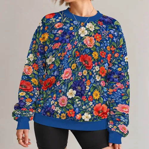 Colorful Wildflower Botanical Blooms for Everyday Outings and Casual Weekends All-over Print Knitted Sweater