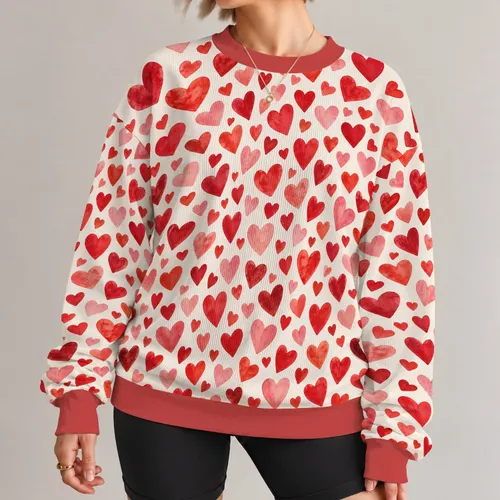 Red Heart Motif for Sweet Everyday Looks and Valentine Celebrations All-over Print Knitted Sweater