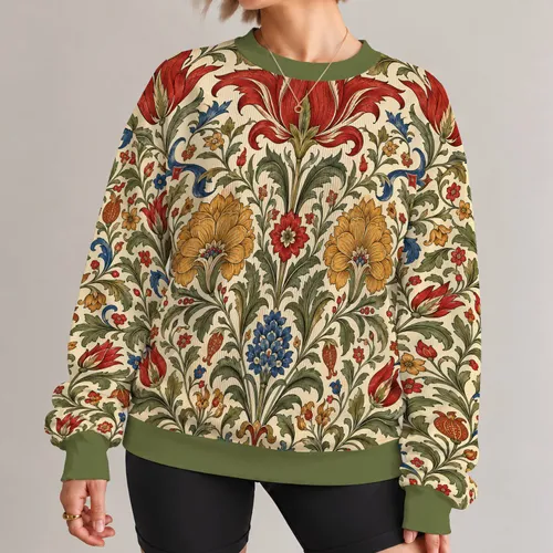 Vintage Palace Floral Motif For Spring Garden Strolls And Artful Everyday Style All-over Print Knitted Sweater