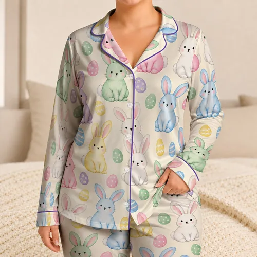 Pastel Bunny Friends for Cheerful Easter Mornings and Cozy Springtime Lounging Gifts Satin Pajamas Set