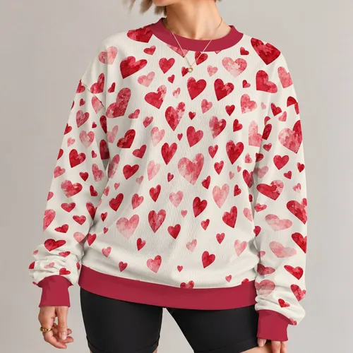 Crimson Heart Scatter for Everyday Romance and Casual Weekend Style All-over Print Knitted Sweater