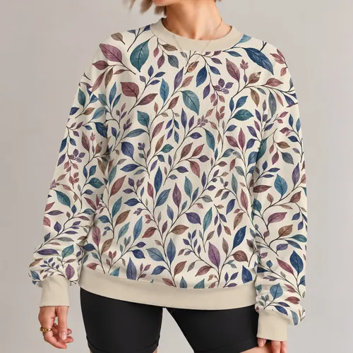 Multicolor Botanical Leaves for Everyday Wear and Weekend Outings for Nature Lovers All-over Print Knitted Sweater