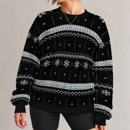 Black And White Snowflake Fair Isle Motifs For Cozy Winter Weekends All-over Print Knitted Sweater