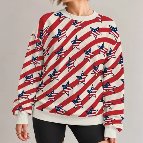 Red White Blue Stars And Stripes for Patriotic Streetwear and Holiday Weekends All-over Print Knitted Sweater