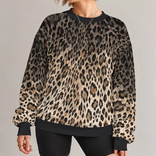 Charcoal And Cream Leopard Markings For Confident Everyday Style And Modern Women All-over Print Knitted Sweater