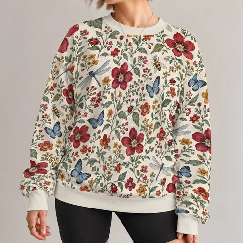 Wildflower Butterfly Garden For Nature Walks And Everyday Outdoor Style Lovers All-over Print Knitted Sweater
