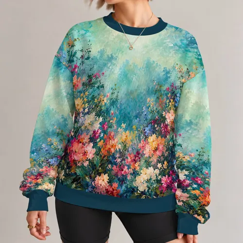 Aurora Wildflower Color For Cozy Winter Days And Artistic Everyday Wear All-over Print Knitted Sweater