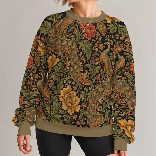 Vintage Botanical Paisley Blooms for Elegant Everyday Outings and Artful Wardrobe Styling All-over Print Knitted Sweater