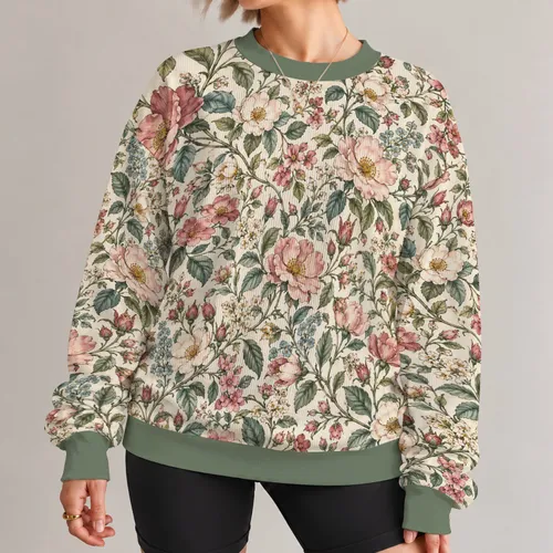 Rose And Sage Botanical Florals For Elegant Everyday Style And Spring Garden Gatherings All-over Print Knitted Sweater