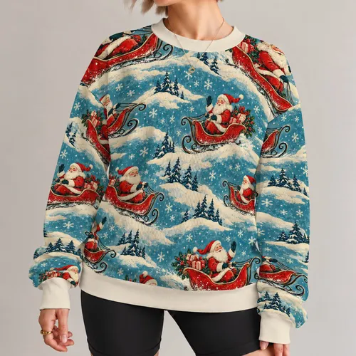 Vintage Santa Sleigh Scenes for Festive Holiday Gatherings and Cozy Seasonal Celebrations All-over Print Knitted Sweater