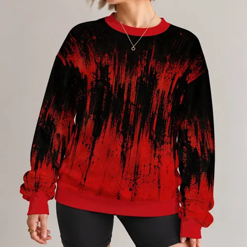 Black And Crimson Distressed Ink Texture For Bold Streetwear And Everyday Casual Style All-over Print Knitted Sweater