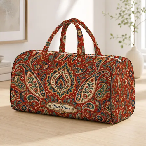 Bohemian Paisley Medallions for Beach Getaways and Relaxed Weekend Adventures and Travel Quilted Weekend Bag