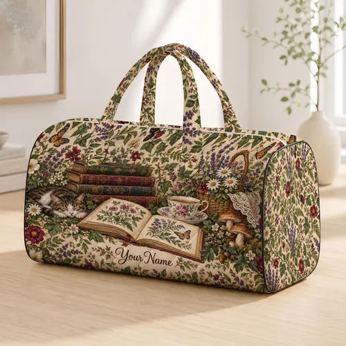 Vintage Floral Book Lover Keepsake for Cozy Reading Getaways and Thoughtful Gifts Quilted Weekend Bag