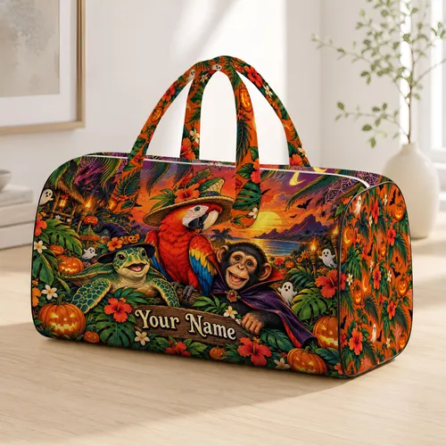 Tropical Halloween Animals for Spooky Summer Getaways and Festive Beach Escapes Quilted Weekend Bag