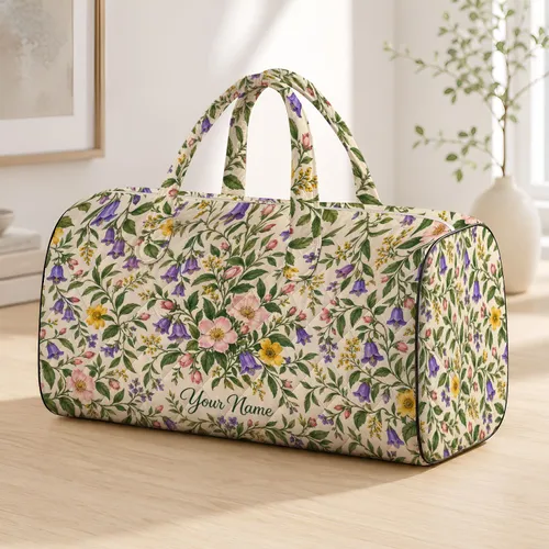Trailing Wildflower Vines for Garden Getaways and Relaxed Vacation Travel Enthusiasts Quilted Weekend Bag