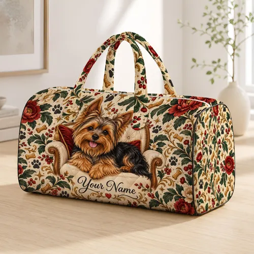 Spiky Yorkshire Terrier Cozy Getaway Companion Gift for Women Who Love Dogs Quilted Weekend Bag