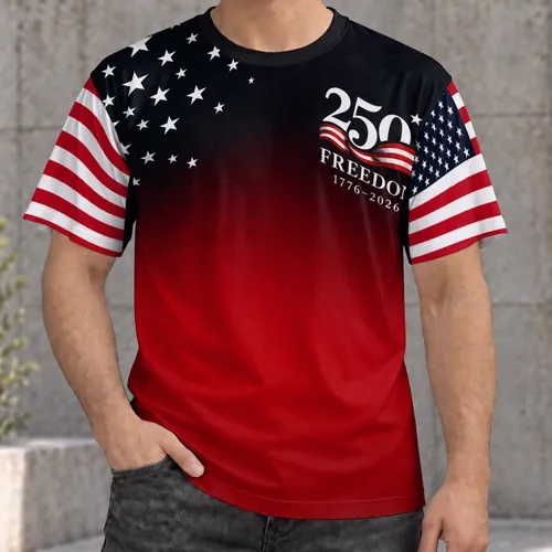 Patriotic 250th Anniversary Stars And Flag Tribute For Independence Day Celebrations All-over Print Unisex T-shirt