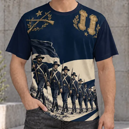Marching Soldier Heritage Scene for History Events and Everyday Casual Wear All-over Print Unisex T-shirt