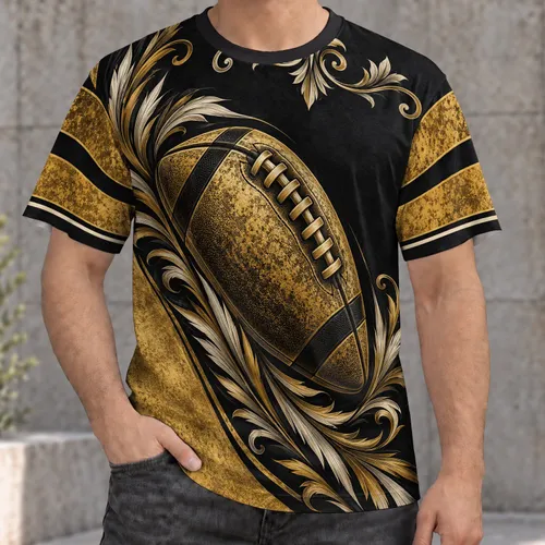Gold Football Fleur Motif for Game Day Tailgating and New Orleans Sports Fans All-over Print Unisex T-shirt