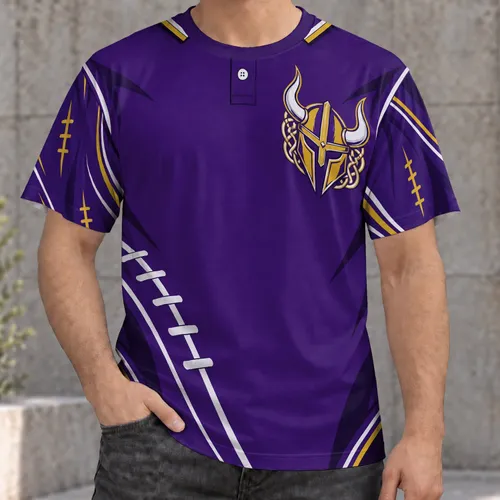 Purple Norse Helmet Rugby Lacing for Game Day Tailgates and Fan Gatherings All-over Print Unisex T-shirt