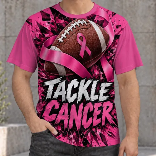 Pink Ribbon Football Cancer Support for Game Day and Awareness Events for Sports Fans All-over Print Unisex T-shirt