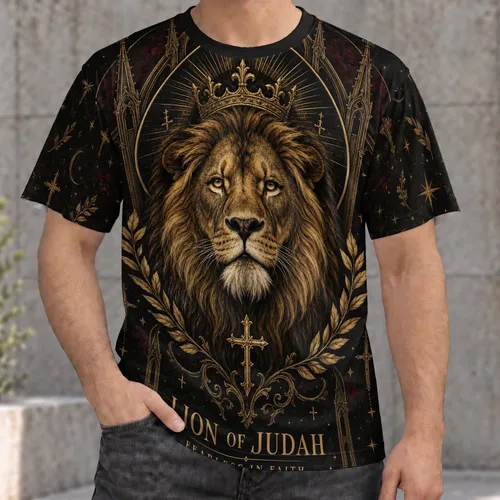 Lion of Judah Faith Apparel for Worship, Church Gatherings and Everyday Devotion All-over Print Unisex T-shirt