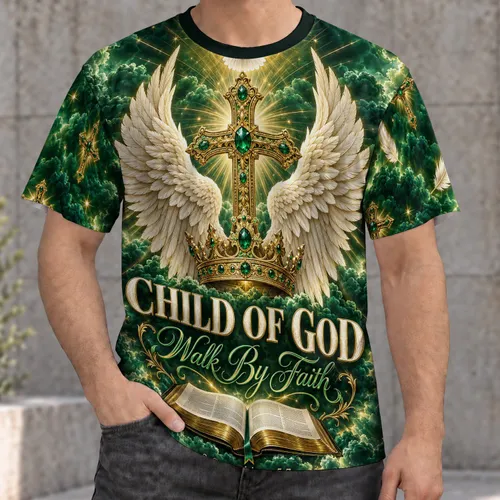 Angel Wings Crown And Cross With Open Bible For Everyday Faith And Worship All-over Print Unisex T-shirt
