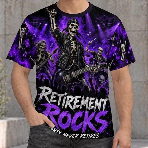 Skeleton Rock Band Retirement Celebration for Classic Rock Fans and Music Lovers Gift All-over Print Unisex T-shirt