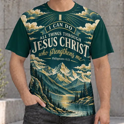Faith Cross and Mountain Verse for Worship, Prayer, and Everyday Christian Encouragement All-over Print Unisex T-shirt