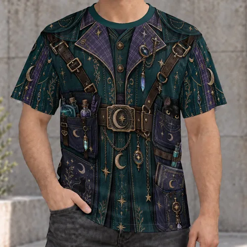 Wizard Potion Vest with Black Cats for Halloween Cosplay and Fantasy Fans All-over Print Unisex T-shirt