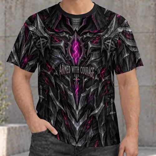 Magenta Skull Armor and Dark Fantasy Courage for Bold Alternative Style All-over Print Unisex T-shirt