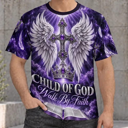 Angel Wings Crown and Bible for Faithful Christian Worship and Everyday Encouragement All-over Print Unisex T-shirt
