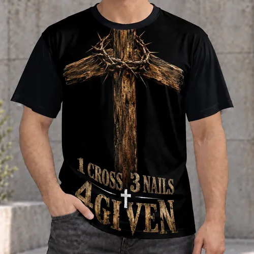 Rustic Wooden Cross and Crown of Thorns for Church Worship and Christian Faith Devotion All-over Print Unisex T-shirt