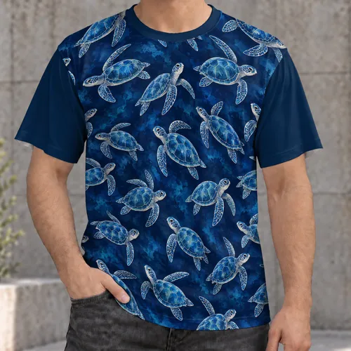 Sea Turtle Motif for Tropical Beach Days, Surfing, and Ocean Adventures for Men All-over Print Unisex T-shirt
