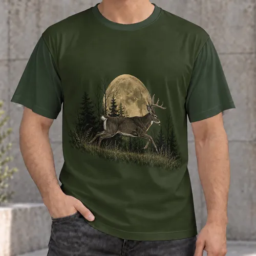 Whitetail Deer Under Full Moon for Hunting Camping and Outdoor Adventure Gifts All-over Print Unisex T-shirt