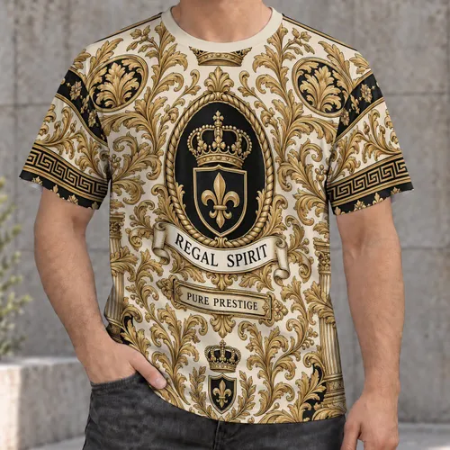 Regal Crown And Baroque Scrollwork For Refined Casual Style And Special Gatherings All-over Print Unisex T-shirt