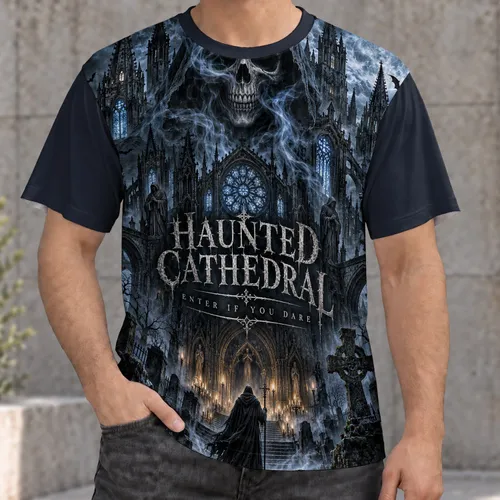 Haunted Cathedral Skull Scene For Gothic Nights And Dark Fantasy Fans All-over Print Unisex T-shirt