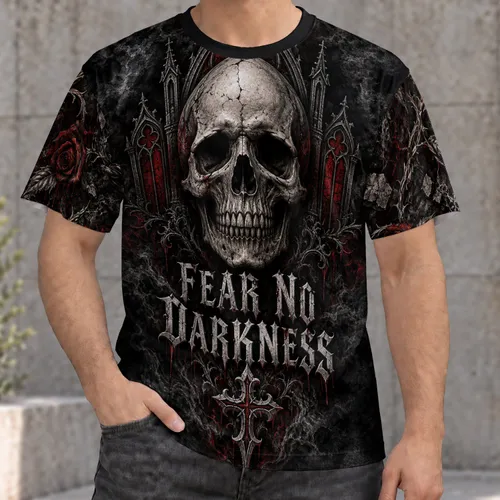 Gothic Skull and Cathedral Ruins for Dark Alternative Everyday Wear All-over Print Unisex T-shirt