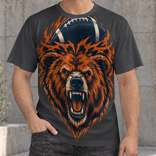 Roaring Bear And Football For Game Day, Tailgating And Outdoor Sports Fans All-over Print Unisex T-shirt