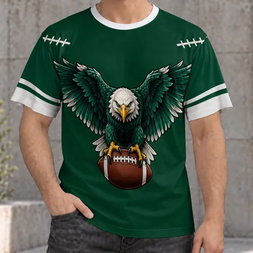 Eagle Clutching Football for Game Day Tailgates and Outdoor Fan Gatherings All-over Print Unisex T-shirt
